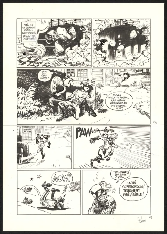 Planche noir et blanc, SuperGroom, La Guerre olympique (T.2),  Yoann