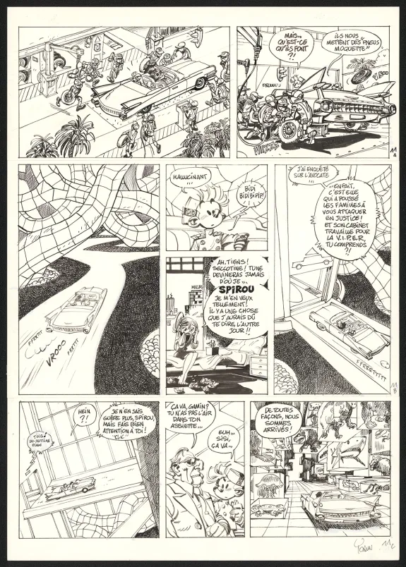 Planche noir et blanc, Spirou et Fantasio, Dans les griffes de la Vipère (T.53),  Yoann