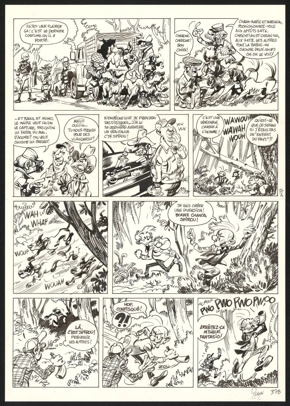 Black and white original page, Spirou et Fantasio, Dans les griffes de la Vipère (T.53),  Yoann