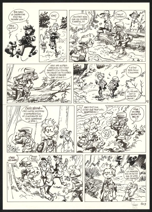 Black and white original page, Spirou et Fantasio, Dans les griffes de la Vipère (T.53),  Yoann