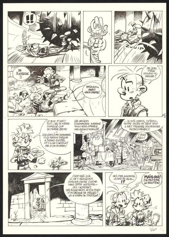 Black and white original page, Spirou et Fantasio, Le Groom de Sniper Alley (T.54),  Yoann