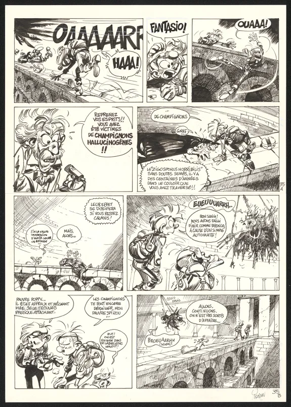 Black and white original page, Spirou et Fantasio, Le Groom de Sniper Alley (T.54),  Yoann
