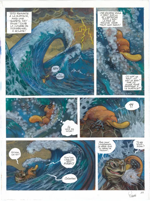 Planche couleur, Toto l'ornithorynque, Toto l'ornithorynque et le dragon bleu (T.8),  Yoann