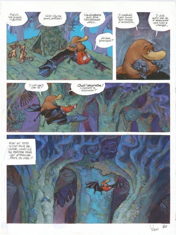Planche couleur, Toto l'ornithorynque, Toto l'ornithorynque au pays du ciel (T.6),  Yoann