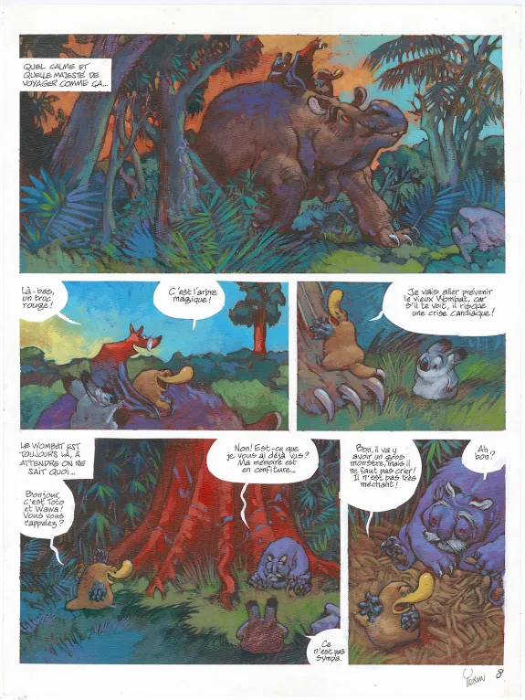 Planche couleur, Toto l'ornithorynque, Toto l'ornithorynque au pays du ciel (T.6),  Yoann