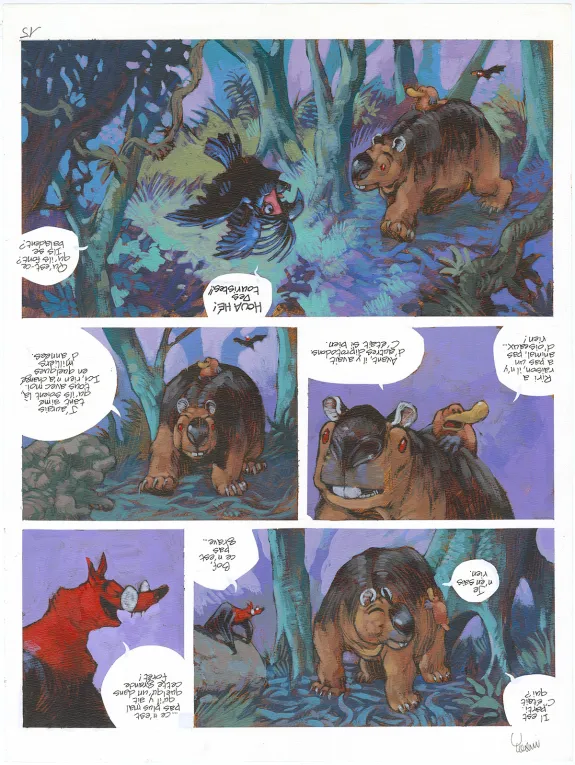 Planche couleur, Toto l'ornithorynque, Toto l'ornithorynque au pays du ciel (T.6),  Yoann