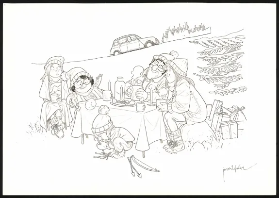 Black and white illustration, Les Beaux étés, Jordi Lafebre