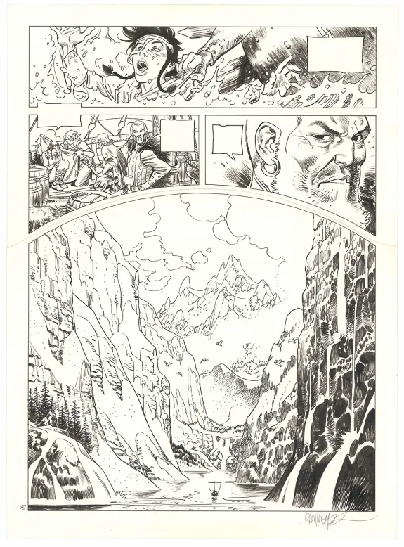 Planche noir et blanc, Asgard, Pied-de-fer (T.1), Ralph Meyer