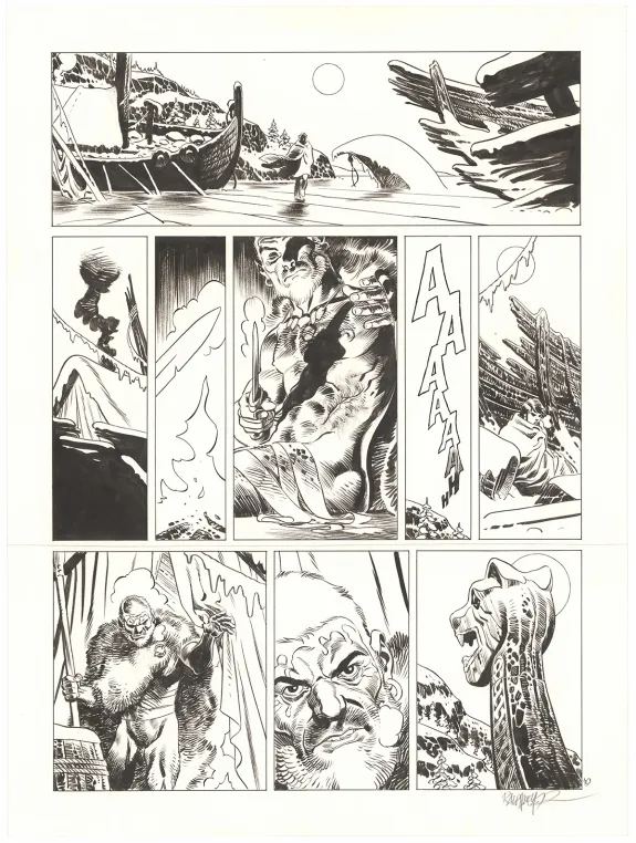 Planche noir et blanc, Asgard, Pied-de-fer (T.1), Ralph Meyer