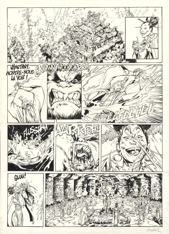 Planche noir et blanc, Trolls de Troy, Les Enragés du Darshan (II) (T.10), Jean-Louis Mourier