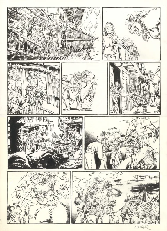 Planche noir et blanc, Trolls de Troy, Les Enragés du Darshan (II) (T.10), Jean-Louis Mourier