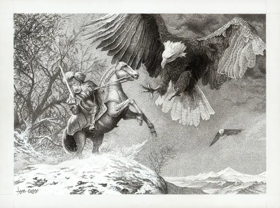 Illustration noir et blanc, Le Chien de Guerre et la Douleur du monde, Tom Cuzor