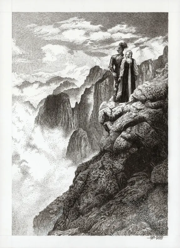 Illustration noir et blanc, Le Chien de Guerre et la Douleur du monde, Tom Cuzor