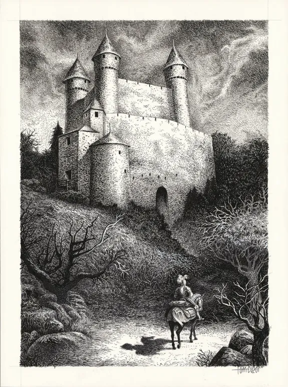 Illustration noir et blanc, Le Chien de Guerre et la Douleur du monde, Tom Cuzor