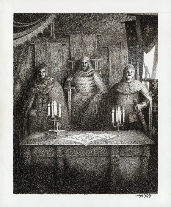 Illustration noir et blanc, Le Testament de Charlemagne, Tom Cuzor