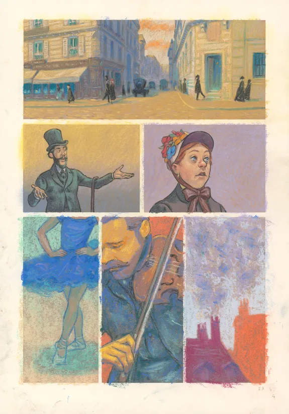Colored original page, Degas, La Danse de la Solitude,  Efa