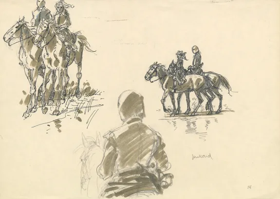 Black and white illustration, Les 7 Vies de l'Épervier, André Juillard