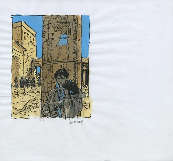 Colored illustration, Arno, Le Puits Nubien (T.3), André Juillard