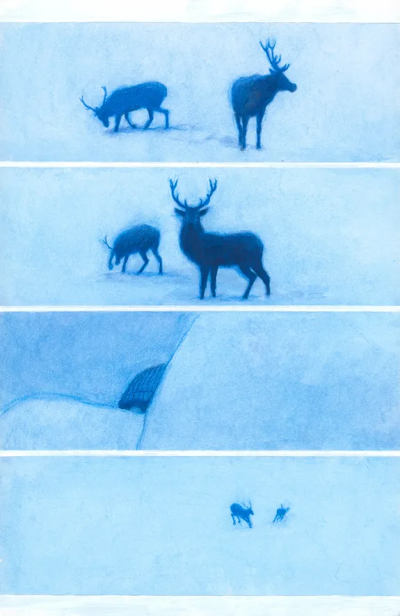 Planche couleur, Les Grands Cerfs, Gaétan Nocq