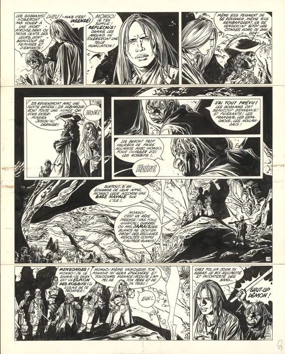 Black and white original page, Barbe-Rouge, Les Révoltés de la Jamaïque (T.25), Patrice Pellerin