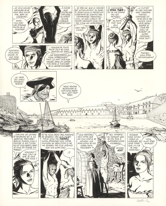 Planche noir et blanc, L'Épervier, Corsaire du Roy (T.8), Patrice Pellerin