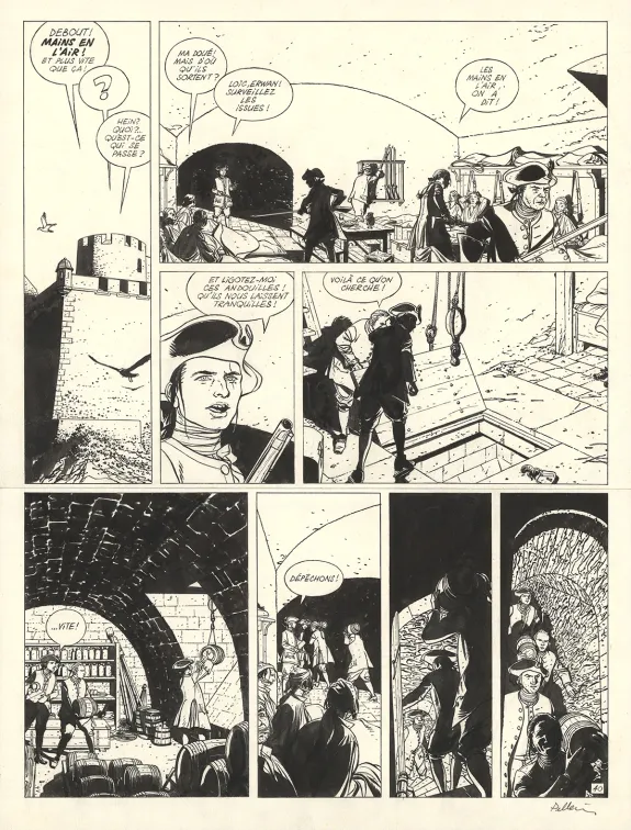 Planche noir et blanc, L'Épervier, Tempête sur Brest (T.3), Patrice Pellerin