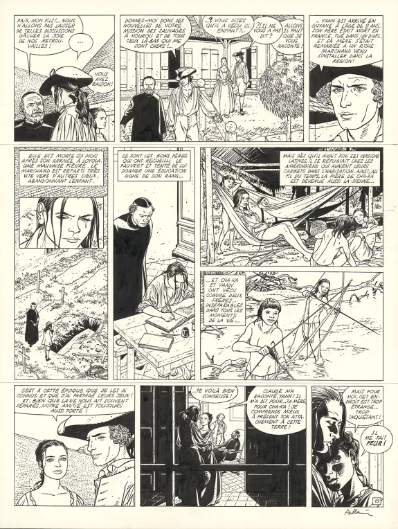 Black and white original page, L'Épervier, Le Trésor du Mahury (T.5), Patrice Pellerin