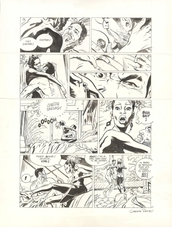 Black and white original page, Sangoma, les damnés de Cape Town, Corentin Rouge