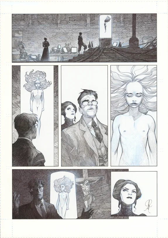 Black and white original page, La Mort vivante, Alberto Varanda