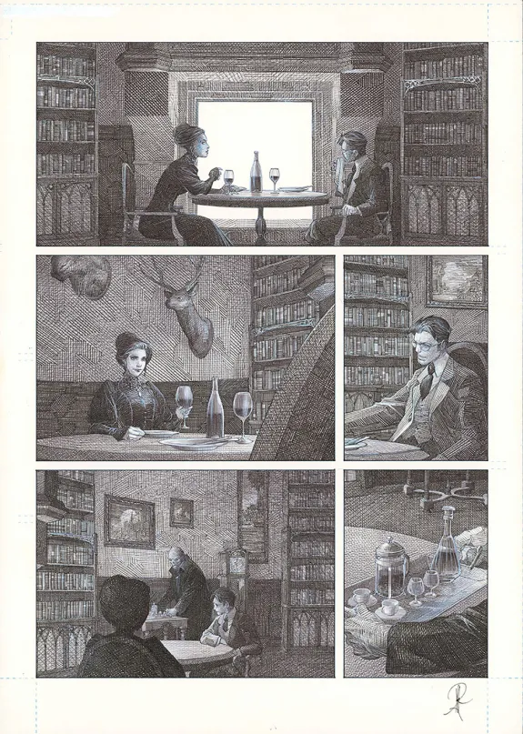 Black and white original page, La Mort vivante, Alberto Varanda