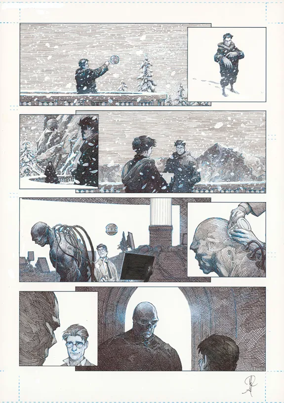 Black and white original page, La Mort vivante, Alberto Varanda