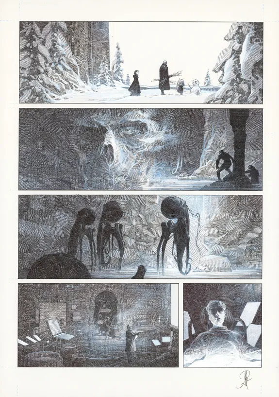 Black and white original page, La Mort vivante, Alberto Varanda