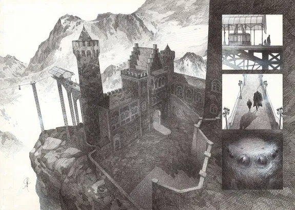 Black and white original page, La Mort vivante, Alberto Varanda