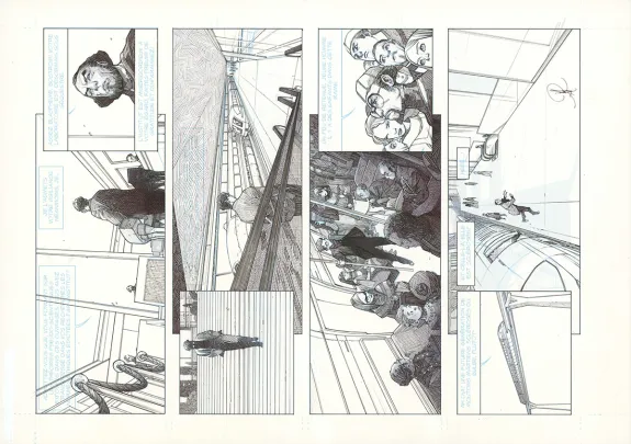 Black and white original page, La Mort vivante, Alberto Varanda