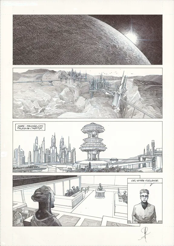 Black and white original page, La Mort vivante, Alberto Varanda