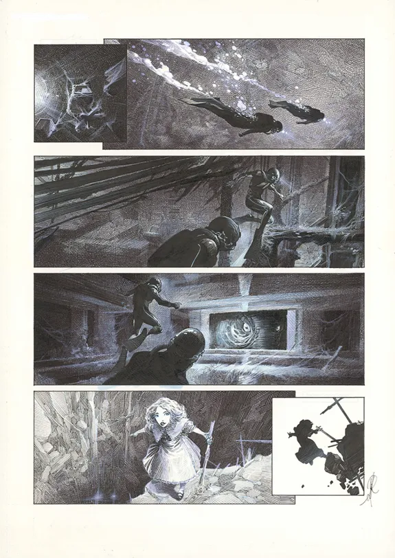 Planche noir et blanc, La Mort vivante, Alberto Varanda