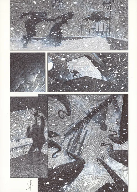 Black and white original page, La Mort vivante, Alberto Varanda
