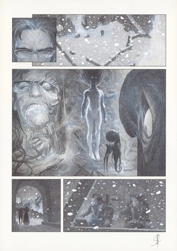 Black and white original page, La Mort vivante, Alberto Varanda
