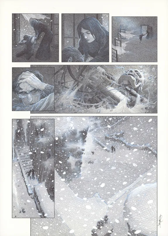 Black and white original page, La Mort vivante, Alberto Varanda