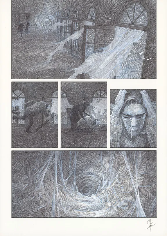 Black and white original page, La Mort vivante, Alberto Varanda