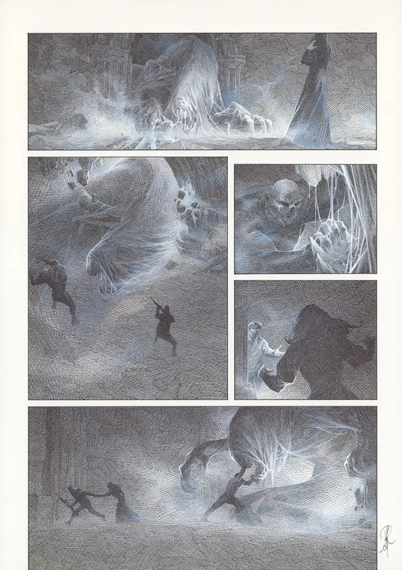 Black and white original page, La Mort vivante, Alberto Varanda