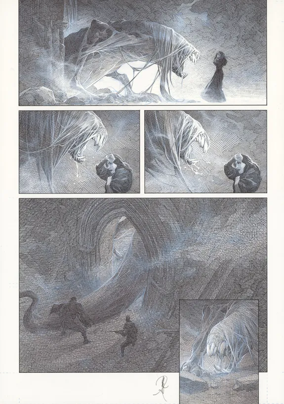 Black and white original page, La Mort vivante, Alberto Varanda