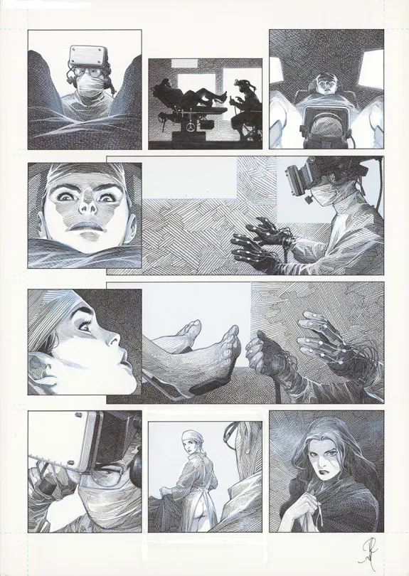 Black and white original page, La Mort vivante, Alberto Varanda