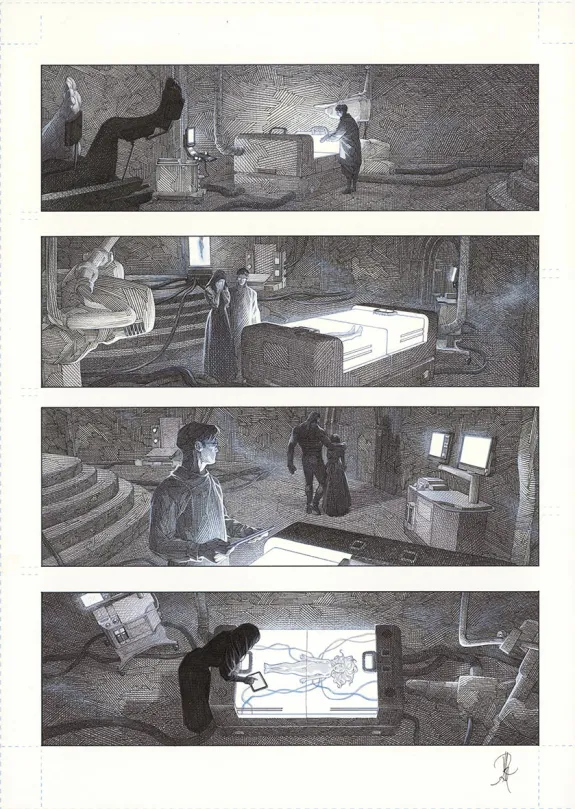 Black and white original page, La Mort vivante, Alberto Varanda