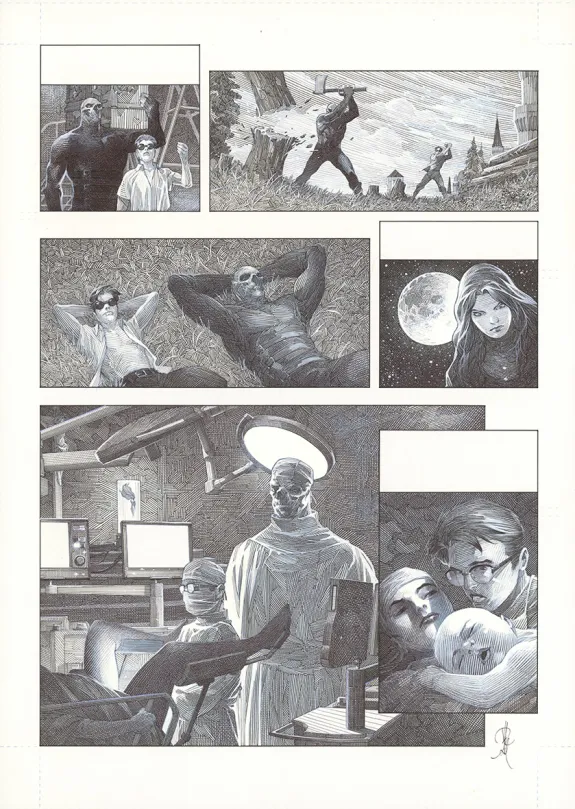 Black and white original page, La Mort vivante, Alberto Varanda