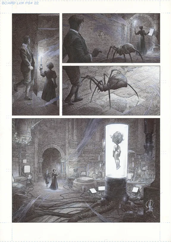 Black and white original page, La Mort vivante, Alberto Varanda