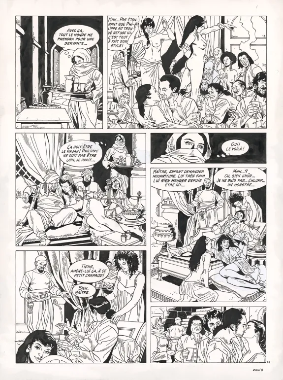 Black and white original page, Rani, Marquise (T.8), Francis Vallès