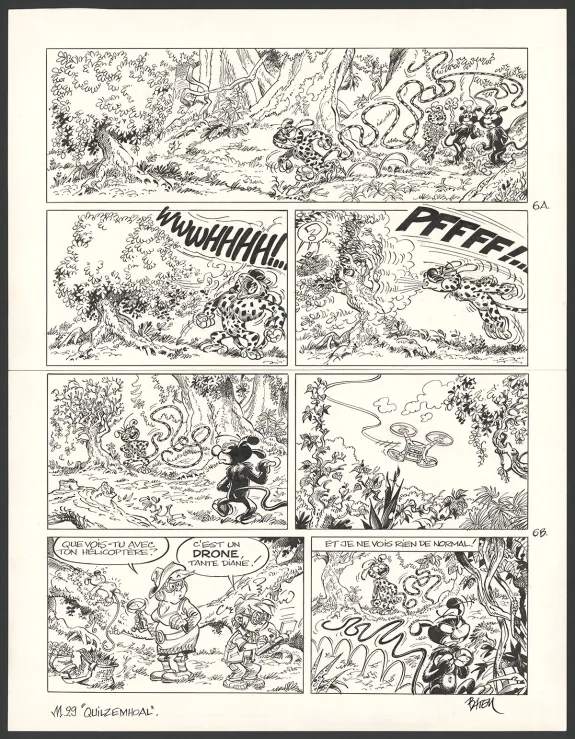 Planche noir et blanc, Le Marsupilami, Quilzèmhoal (T.29),  Batem