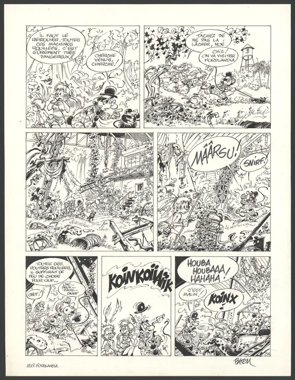 Black and white original page, Le Marsupilami, Fordlandia (T.6),  Batem