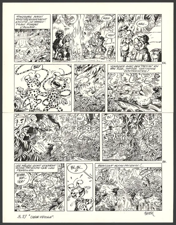 Black and white original page, Le Marsupilami, Cœur d'étoile (T.27),  Batem